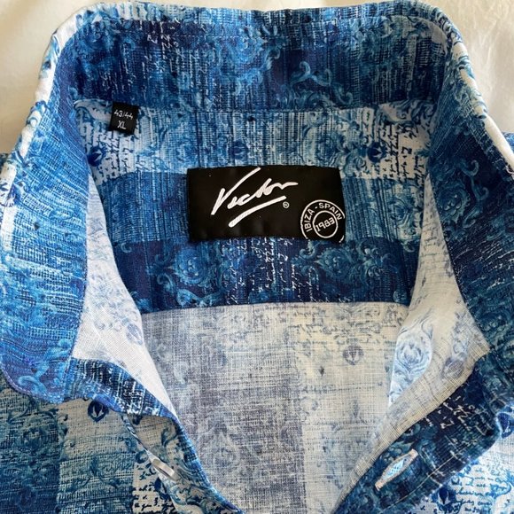 Victor (Ibiza, Spain) Shirt - Blue/White Patterned - X-Large - Picture 2 of 5